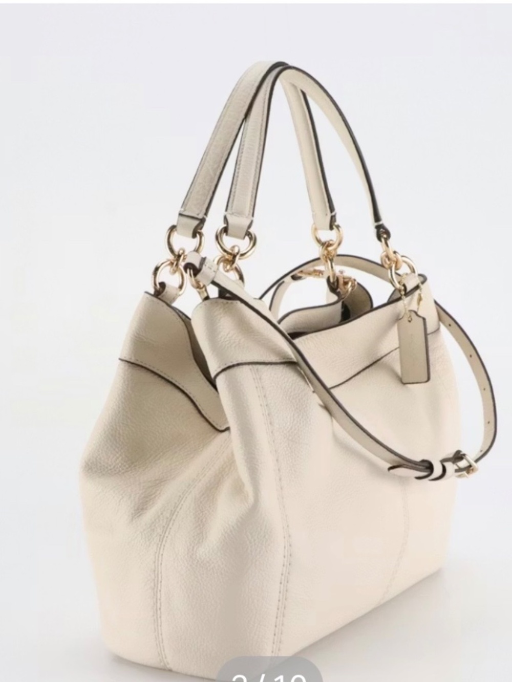Coach Small Lexy Satchel F23537 in Chalk Pebbled Leather - Picture 4 of 7